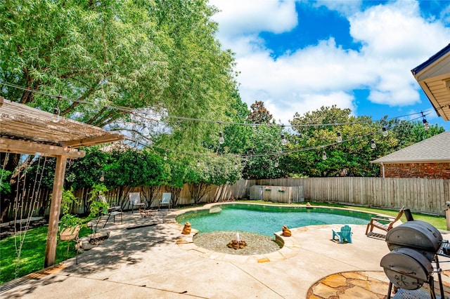 4009 Bickmore Ln, Fort Worth, TX 76244 - view of swimming pool with a fenced backyard, a patio area, and a pergola