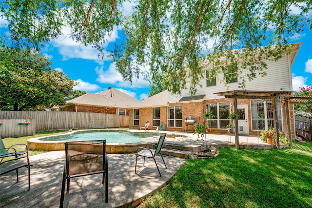 4009 Bickmore Ln, Fort Worth, TX 76244 - view of swimming pool featuring a fenced backyard, a patio area, a pergola, and a grill