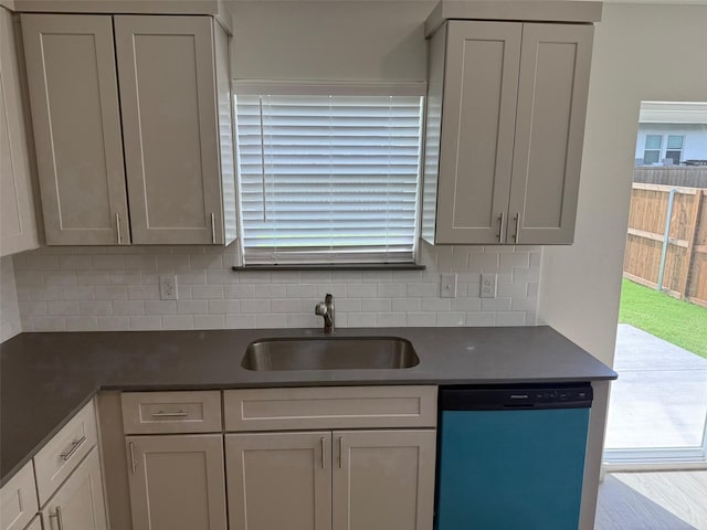 1803 Boxwood Dr, Sherman, TX 75092 - kitchen with dishwasher, dark countertops, and backsplash