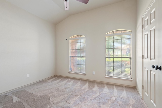 3228 Buckthorn Ln, Denton, TX 76226 - carpeted empty room with lofted ceiling and ceiling fan