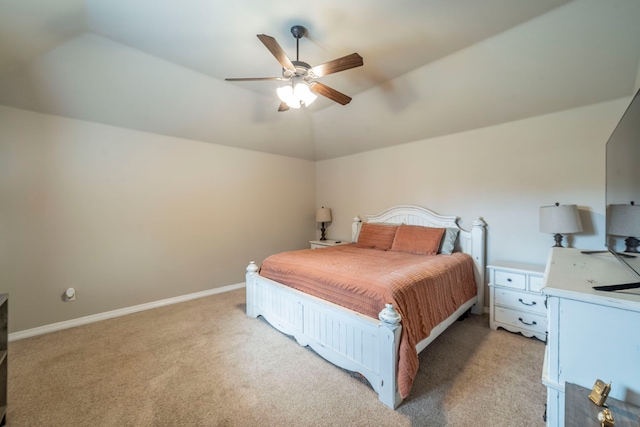 5872 Nathaniel Dr, Fort Worth, TX 76179 - bedroom with light colored carpet, lofted ceiling, and ceiling fan