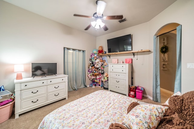 5872 Nathaniel Dr, Fort Worth, TX 76179 - bedroom featuring light colored carpet and ceiling fan