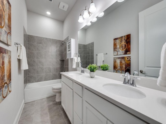 2112 Deer Run, Gunter, TX 75058 - bathroom featuring double vanity, washtub / shower combination, and tile patterned floors