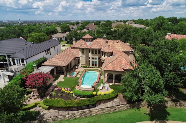 5 Savannah Ridge Dr, Frisco, TX 75034 - aerial view of property and surrounding area with a pool