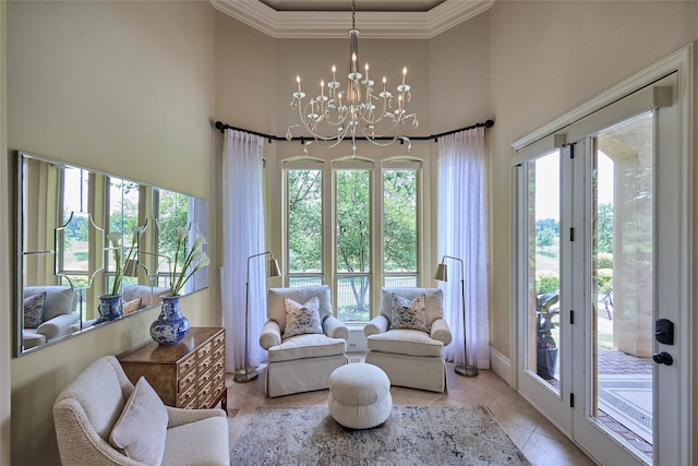 5 Savannah Ridge Dr, Frisco, TX 75034 - sunroom featuring french doors, a chandelier, and healthy amount of natural light