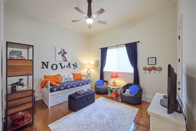 5 Savannah Ridge Dr, Frisco, TX 75034 - bedroom featuring ornamental molding, wood finished floors, and ceiling fan