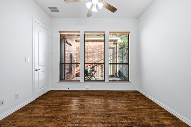 4205 Midpark Ln, Plano, TX 75074 - unfurnished room with a ceiling fan and dark wood-style flooring