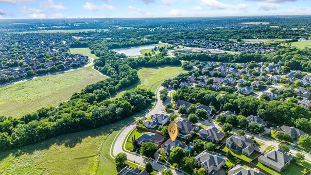 4205 Midpark Ln, Plano, TX 75074 - aerial perspective of suburban area featuring a large body of water