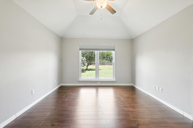 638 Lakeshore Blvd, Oak Point, TX 75068 - empty room featuring dark wood-style floors, a ceiling fan, and lofted ceiling