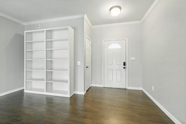 638 Lakeshore Blvd, Oak Point, TX 75068 - entryway with dark wood-style flooring and ornamental molding