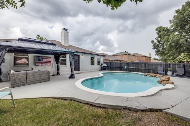 8426 Jacaranda Way, Arlington, TX 76002 - view of pool with a fenced backyard, outdoor lounge area, a patio area, and a gazebo