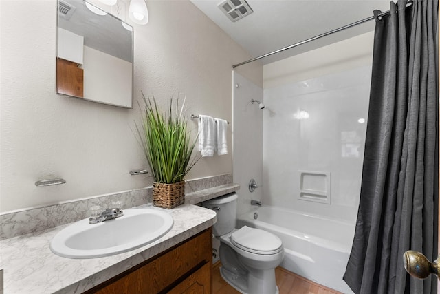 1238 Caladium Dr, Mesquite, TX 75149 - bathroom with shower / bathtub combination with curtain, vanity, and wood finished floors