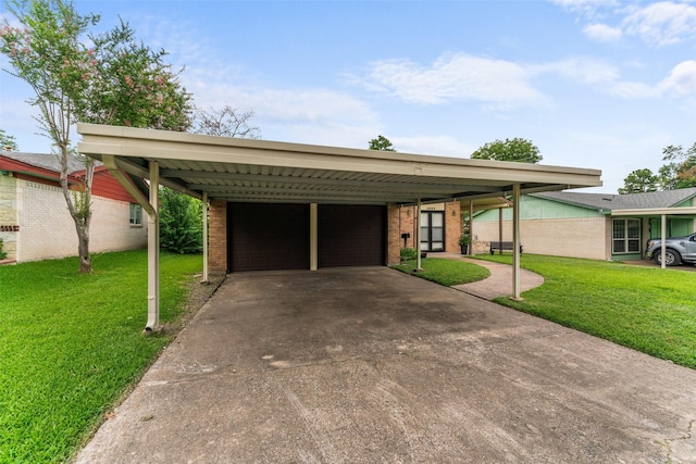 1238 Caladium Dr, Mesquite, TX 75149 - view of front of house featuring a front yard, a garage, driveway, and a carport