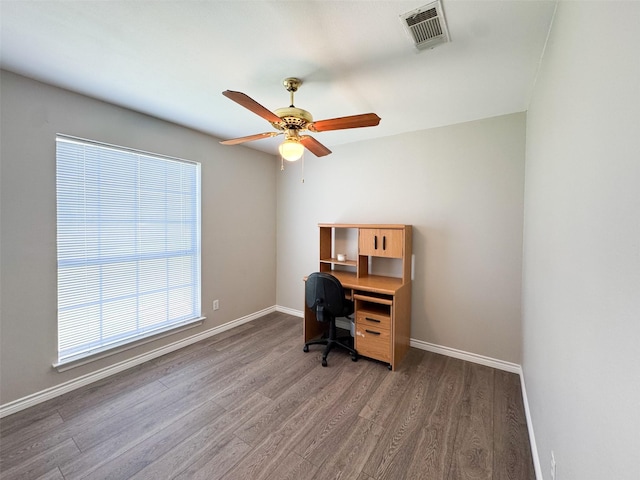 614 Torero Dr, Oak Point, TX 75068 - home office with wood finished floors and a ceiling fan