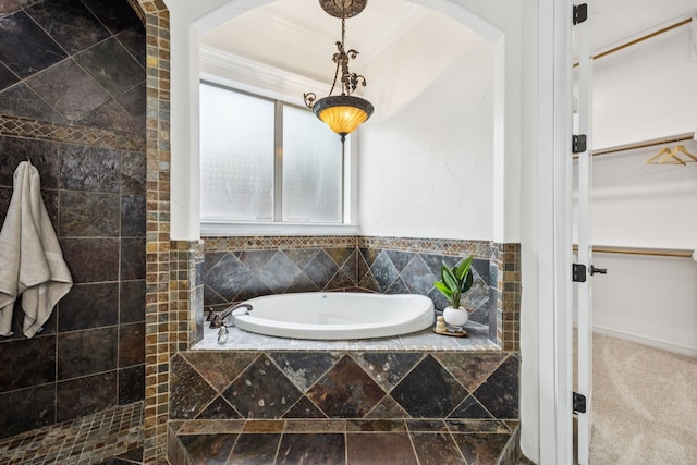 8012 Rushing Spring Dr, North Richland Hills, TX 76182 - full bathroom featuring a garden tub and ornamental molding