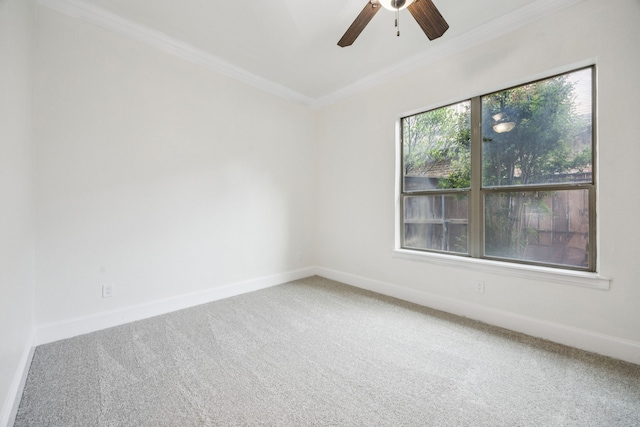 8012 Rushing Spring Dr, North Richland Hills, TX 76182 - empty room featuring crown molding, carpet floors, and ceiling fan