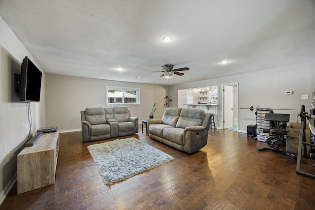 1507 Greenbrier Dr, Sherman, TX 75092 - living room featuring ceiling fan, hardwood / wood-style flooring, and recessed lighting