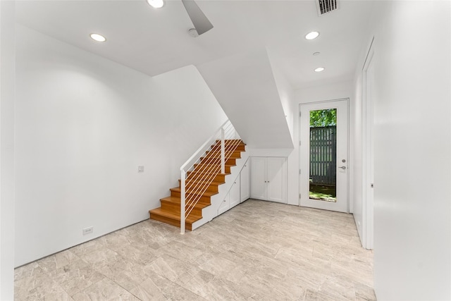 1505 N Haskell Ave Unit 5, Dallas, TX 75204 - foyer entrance with stairway and recessed lighting