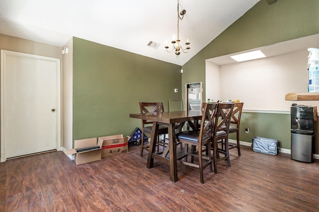 1740 Alameda Dr, Mesquite, TX 75150 - dining room with high vaulted ceiling, wood finished floors, and a chandelier