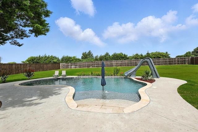 2941 American Sparrow Dr, Midlothian, TX 76065 - view of pool featuring a water slide and a fenced backyard