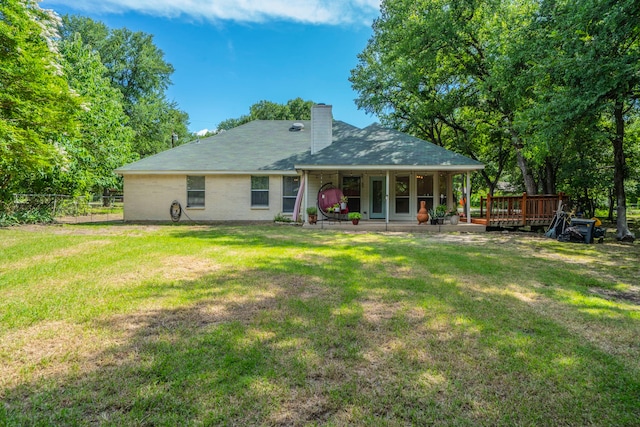 1405 Scotland Ave, Azle, TX 76020 - rear view of house with a chimney and a deck