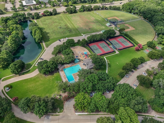 504 Rainforest Ln, Allen, TX 75013 - drone / aerial view of a nearby body of water and a pool