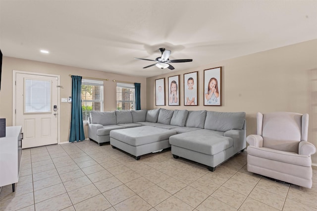 1524 Quails Nest Dr, Fort Worth, TX 76177 - living area featuring light tile patterned floors and a ceiling fan