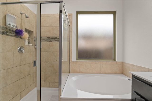 320 Grassland Dr, Denton, TX 76210 - full bath with vanity, a bath, and a stall shower