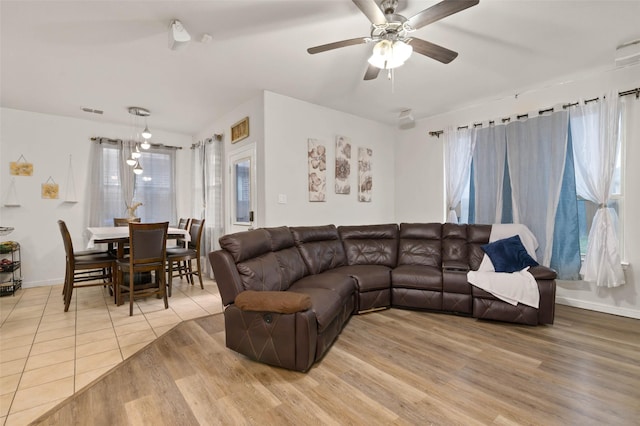 320 Grassland Dr, Denton, TX 76210 - living room with ceiling fan and light wood-style floors
