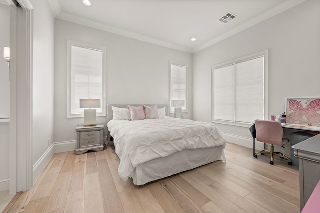 2009 Wheeler Dr, Southlake, TX 76092 - bedroom with recessed lighting, light wood finished floors, multiple windows, ornamental molding, and an office area