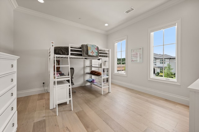 2009 Wheeler Dr, Southlake, TX 76092 - bedroom featuring ornamental molding, light wood finished floors, recessed lighting, and an office area