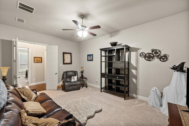 10874 Smoky Oak Trl, Flower Mound, TX 76226 - living room featuring a ceiling fan and carpet flooring