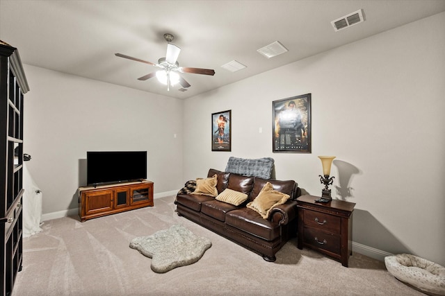 10874 Smoky Oak Trl, Flower Mound, TX 76226 - living area with light colored carpet and a ceiling fan