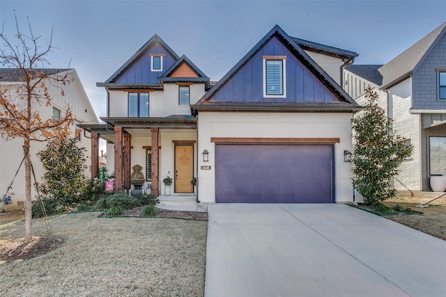 441 Jones St, Grapevine, TX 76051 - craftsman house featuring board and batten siding, covered porch, concrete driveway, and brick siding