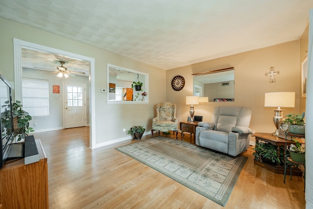 514 Fairview Dr, Richardson, TX 75081 - sitting room with wood finished floors and a ceiling fan