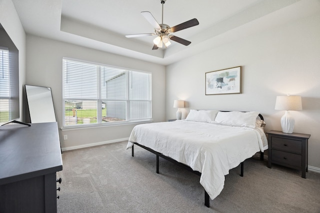 1001 Boulder Rd, Weatherford, TX 76085 - bedroom with a raised ceiling, carpet floors, and ceiling fan
