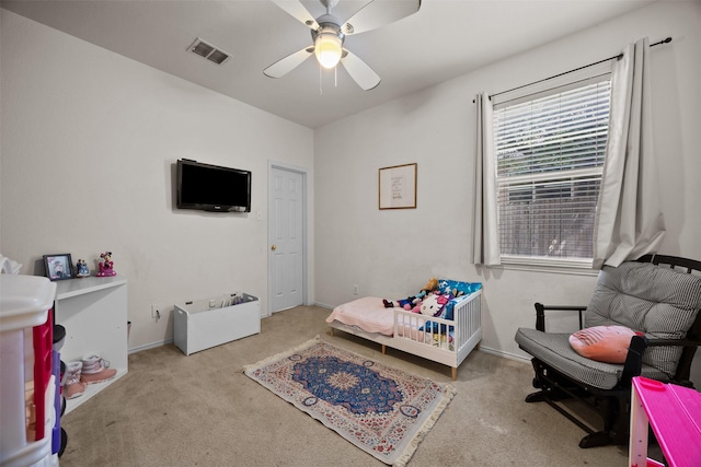 708 Hummingbird Trl, Crowley, TX 76036 - bedroom with carpet floors and ceiling fan