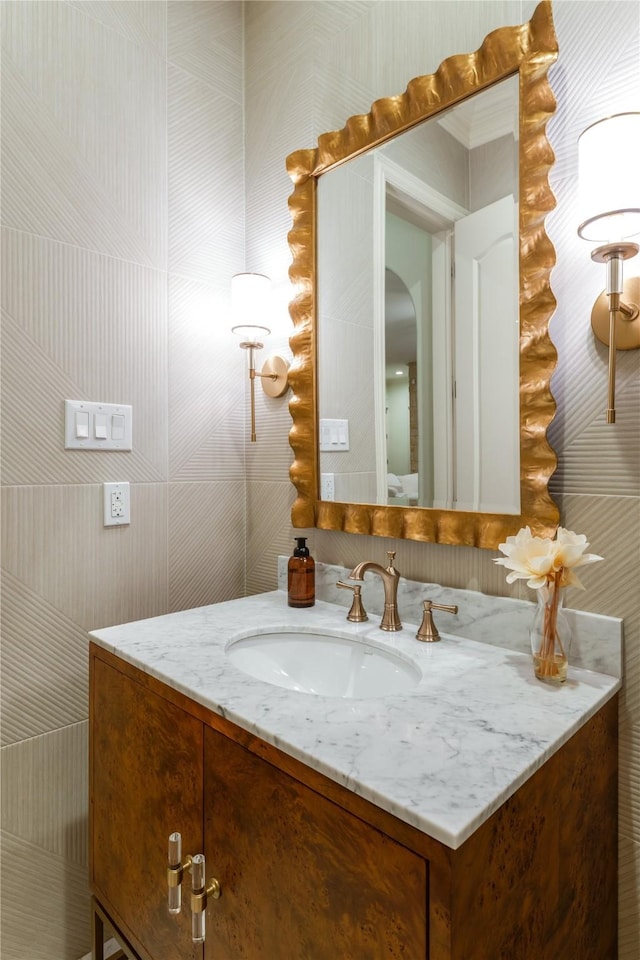 3517 Haynie Ave, University Park, TX 75205 - bathroom featuring vanity and wallpapered walls