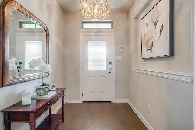 5656 Barco Rd, Fort Worth, TX 76126 - entryway with a chandelier, dark wood-type flooring, and plenty of natural light