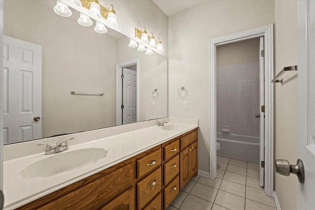 1036 E Oaklawn Dr, Talty, TX 75160 - full bathroom featuring tile patterned flooring, double vanity, and shower / tub combination