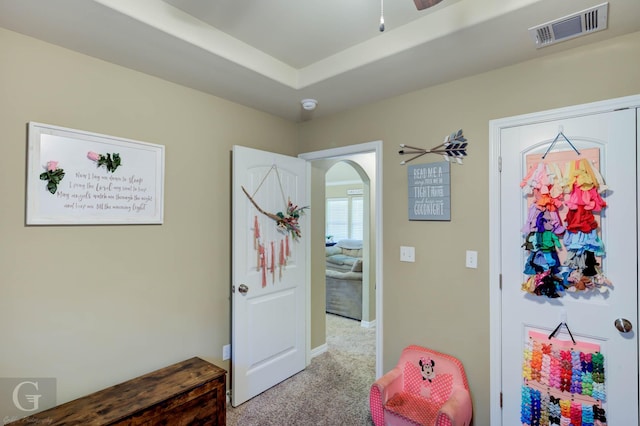 189 Bent Tree Loop, Haughton, LA 71037 - playroom featuring light carpet and arched walkways