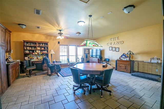 1702 High Point Dr, Pilot Point, TX 76258 - dining area featuring an office area and ceiling fan