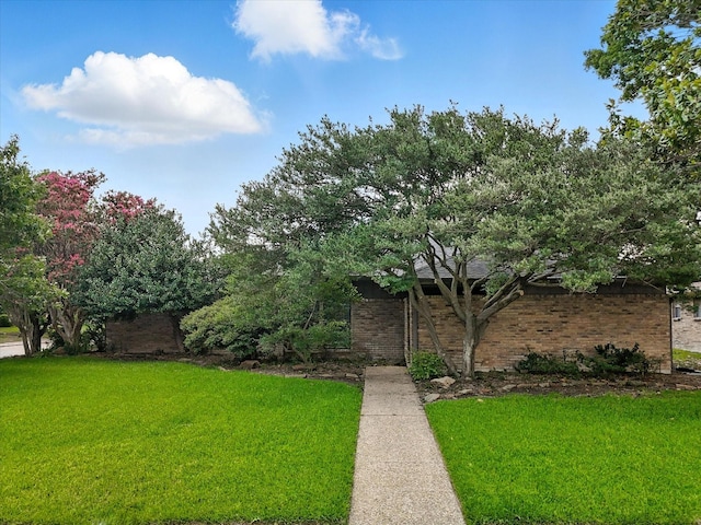 9901 Burnham Dr, Dallas, TX 75243 - view of front of house featuring a front yard and brick siding