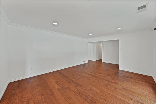 4949 Mill Run Rd, Dallas, TX 75244 - spare room featuring ornamental molding, wood finished floors, and recessed lighting