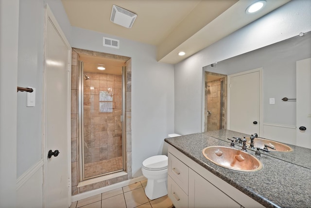4949 Mill Run Rd, Dallas, TX 75244 - full bath with vanity, a stall shower, tile patterned flooring, and recessed lighting