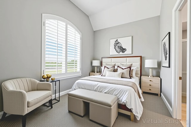 4510 Woodbine Ln, Prosper, TX 75078 - carpeted bedroom with lofted ceiling and baseboards
