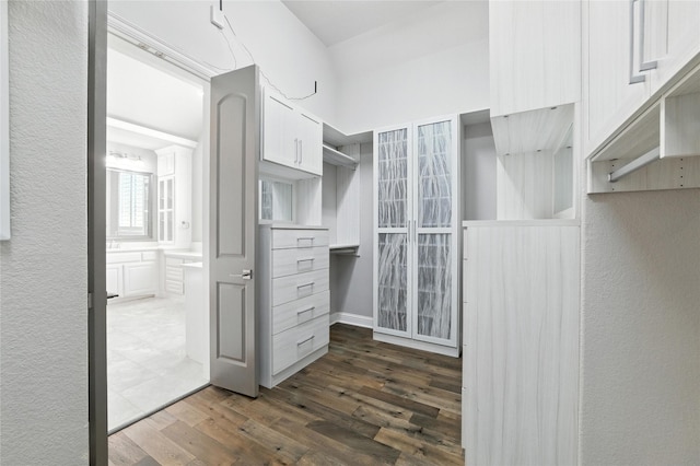 4510 Woodbine Ln, Prosper, TX 75078 - walk in closet featuring dark wood-style flooring