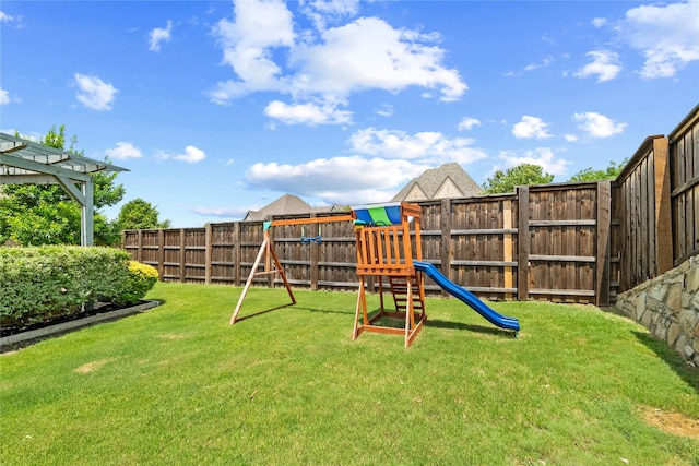 4510 Woodbine Ln, Prosper, TX 75078 - fenced backyard with a playground