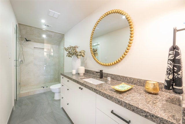 6956 Meadowbriar Ln, Dallas, TX 75230 - full bathroom with vanity, a shower stall, and tile patterned flooring