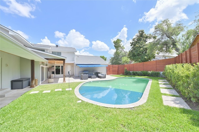 6956 Meadowbriar Ln, Dallas, TX 75230 - view of pool with a patio, a fenced backyard, and an outdoor living space